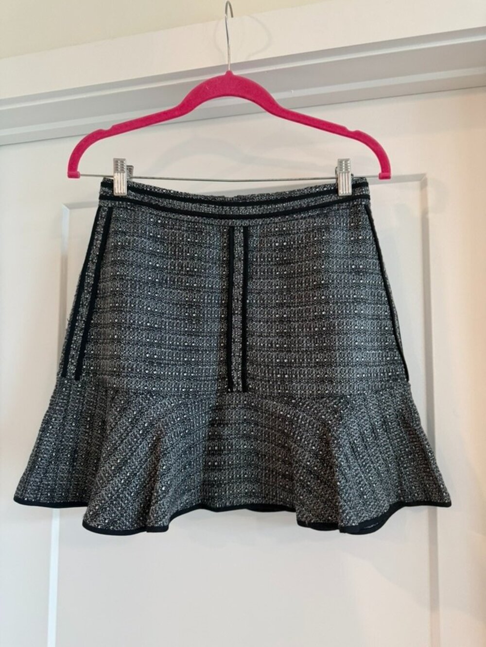 Madewell 1937 Black & White Tweed Flounce Mini Skirt Women’s Size 0